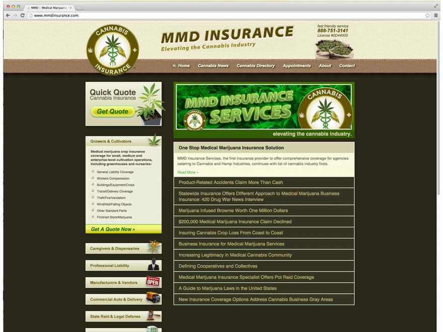 cannabis insurance landing page